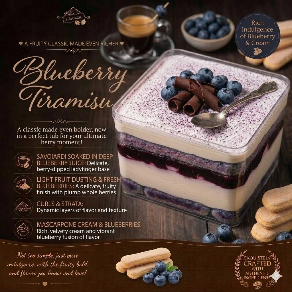 Blueberry Tiramisu  – Sweet Tangy Berry Delight